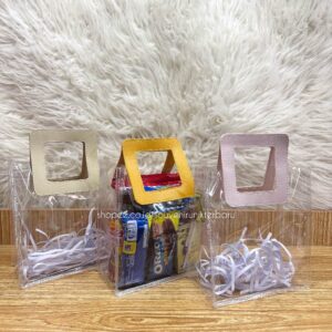 Tas Mika Jelly Tebal Transparan Handle Kulit